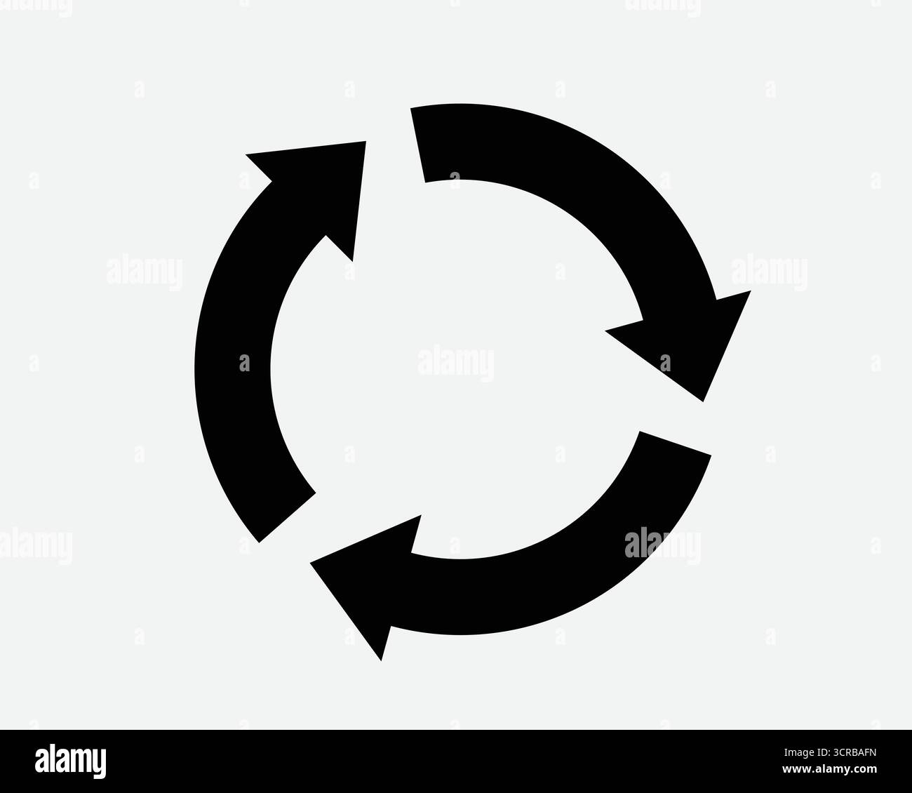 Ciclo rotondo riciclo ricarica caricamento caricamento percorso freccia circolare orientato in senso orario ruota rotazione Ripeti intorno ai cerchi puntatore icona simbolo segno cerchio Illustrazione Vettoriale
