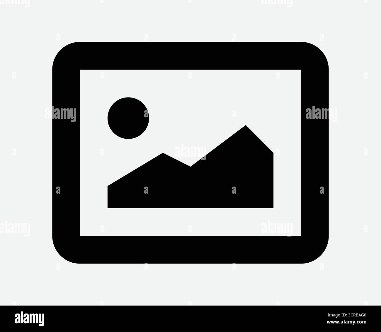 Galleria immagini icona immagine Fotografia simbolo paesaggio cornice Hill Mountain Sole natura segno fotocamera istantanea display album Fotografia Illustrazione Vettoriale