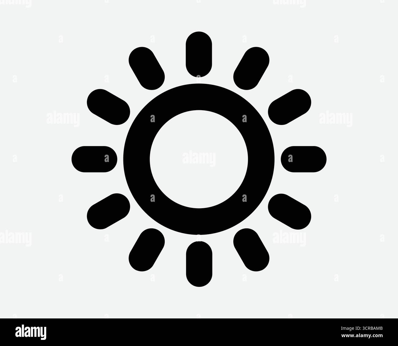 Icona contorno del sole simbolo linea del sole impostazione luminosità luminosità Estate brillante giorno di sole caldo pomeriggio caldo mezzogiorno segnale di energia solare del raggio di sole Illustrazione Vettoriale