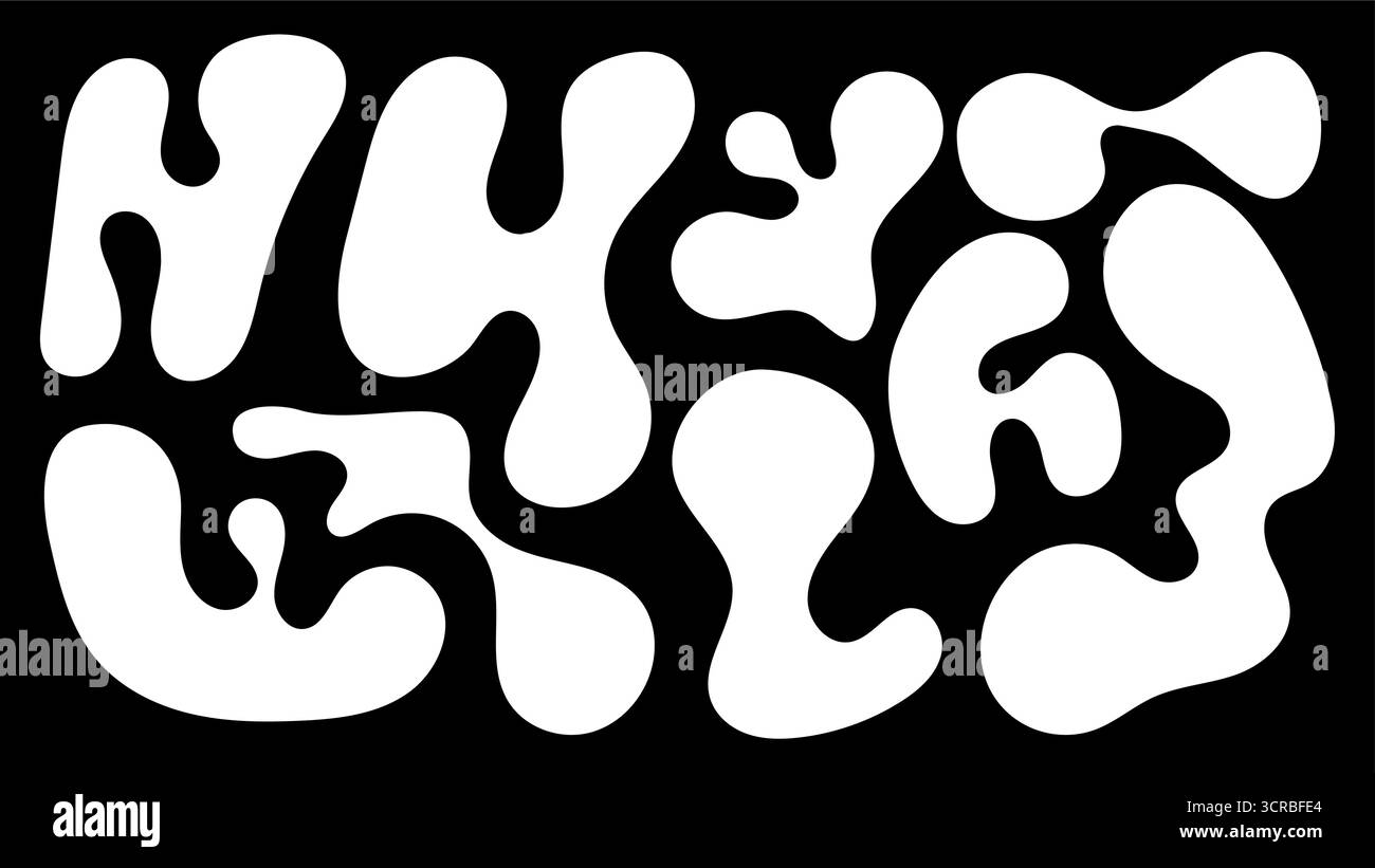Questa composizione presenta varie forme organiche che assomigliano a lobi e forme irregolari in bianco su uno sfondo nero pieno. Il design lo sottolinea Illustrazione Vettoriale