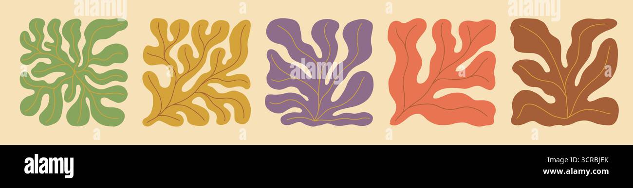 Integrazione di linee ondulate e forme classiche di fiori, che riprendono le tendenze del design degli anni '70 Illustrazione Vettoriale