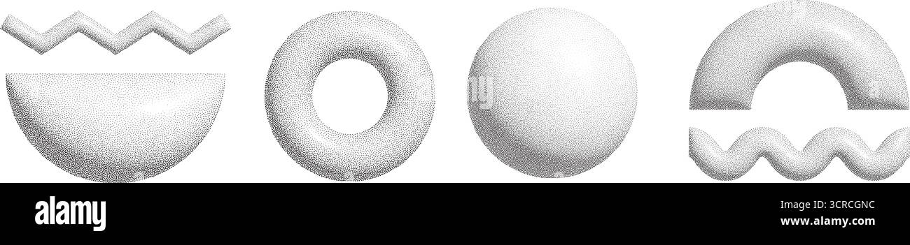 Quattro forme astratte uniche riflettono la bellezza della natura. Morbide e strutturate, trasmettono un senso di armonia e creatività. I loro semplici design Illustrazione Vettoriale