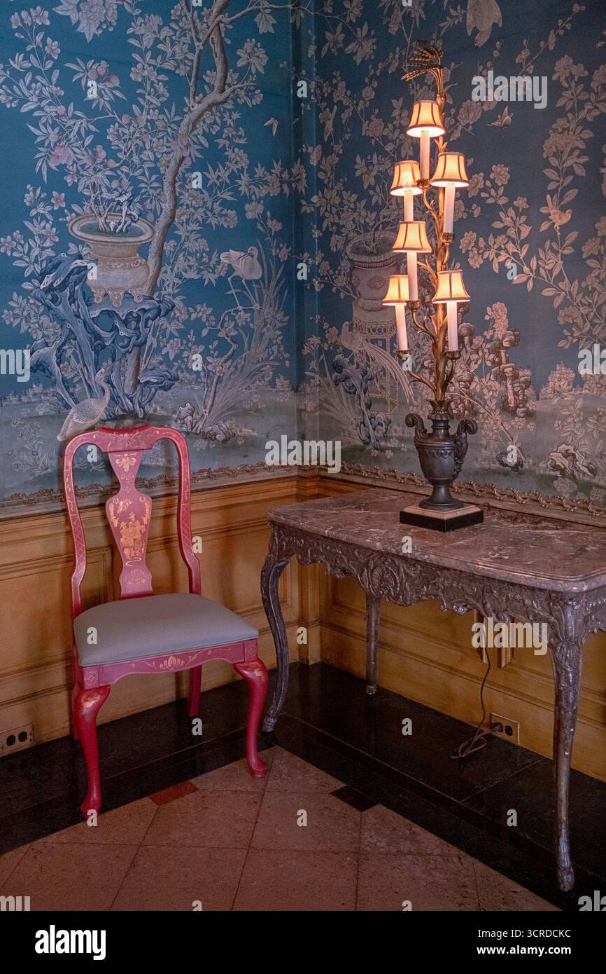 L'angolo di una stanza nella bella Rosen House Estate a Caramppr a Katonah, Westchester, New York. Foto Stock