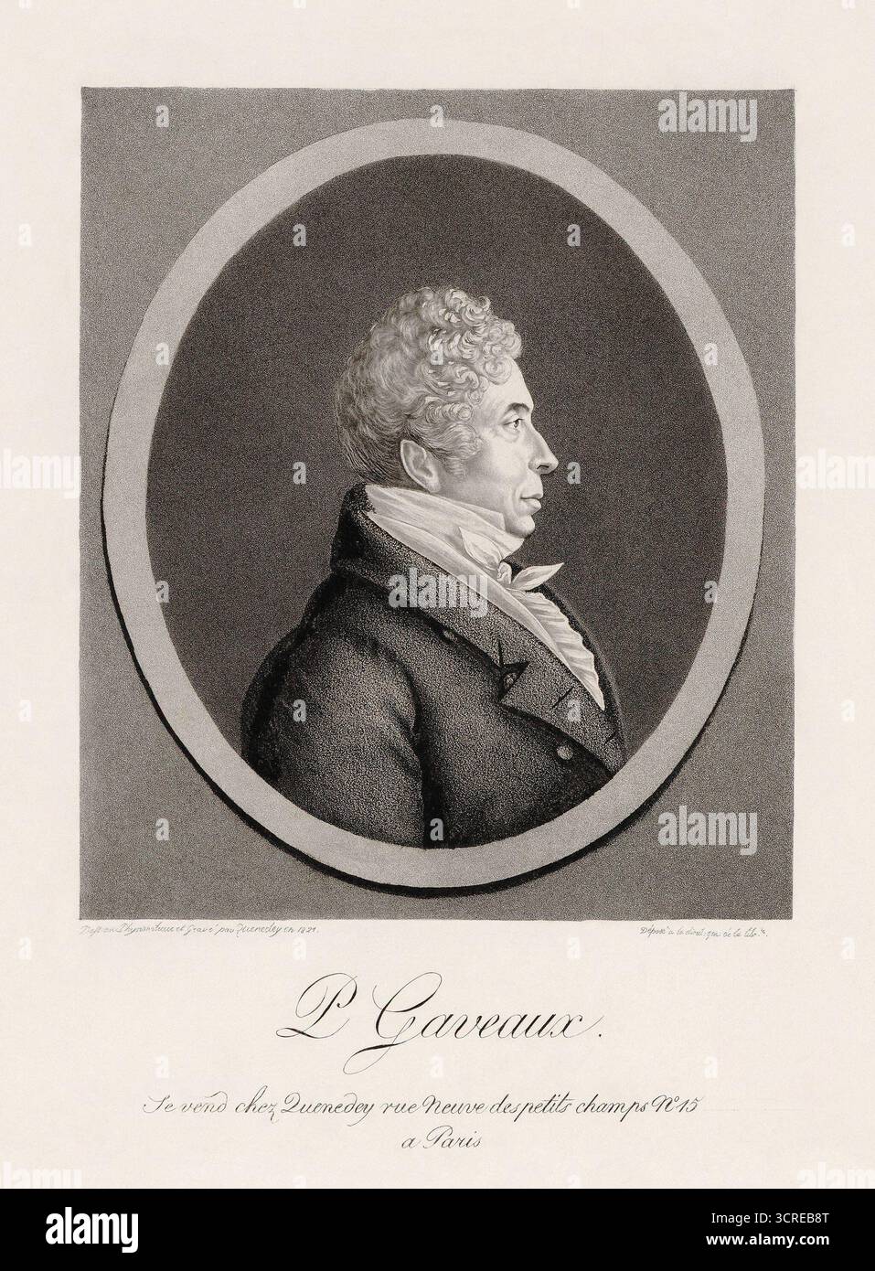 Ritratto di Pierre Gaveaux di Edmé Quenedey, 1821. Compositore, tenore e attore francese, creato utilizzando una tecnica di Physionotrace. Parigi, Francia. Foto Stock