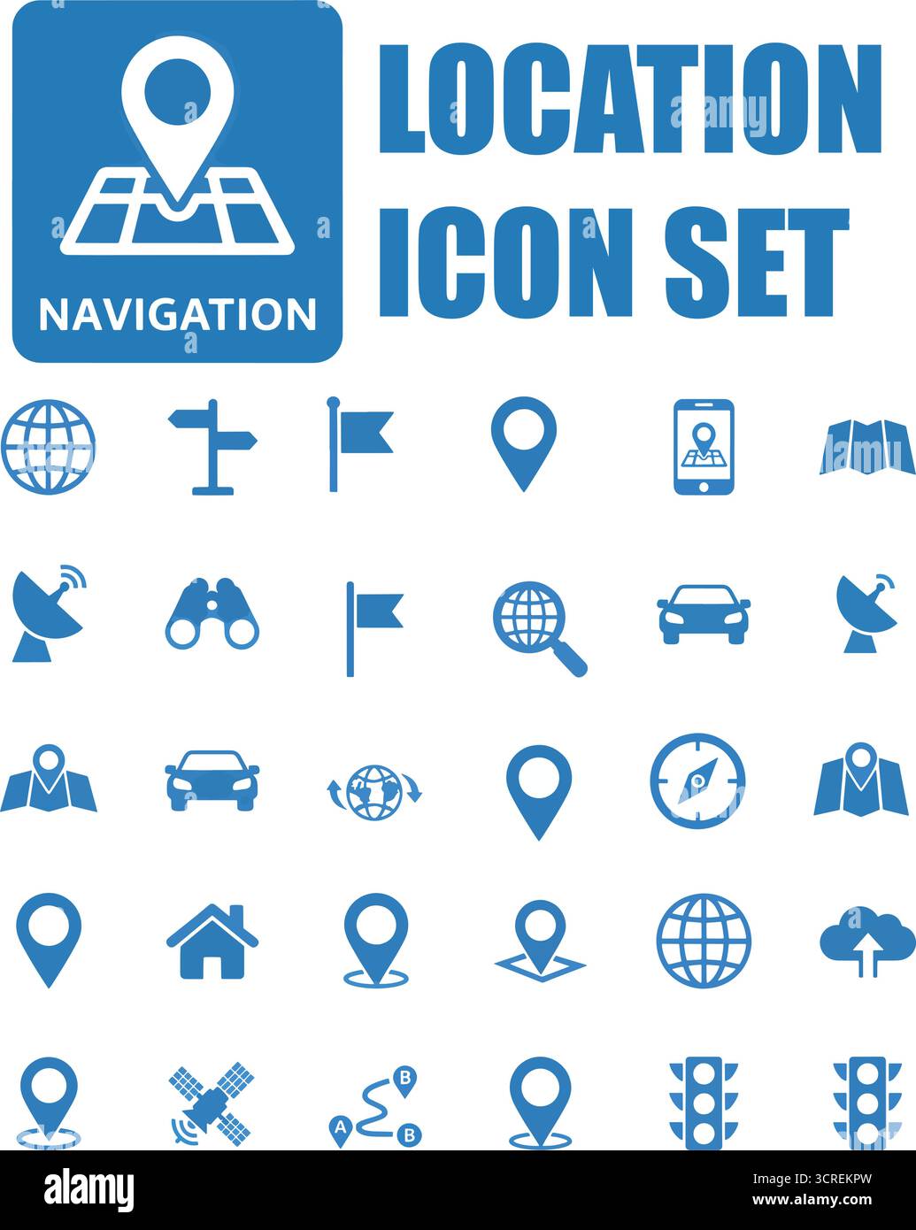 Set di icone di posizione - GPS, navigazione, puntatore mappa e simboli di direzione di destinazione - Stock Vector Illustrazione Vettoriale