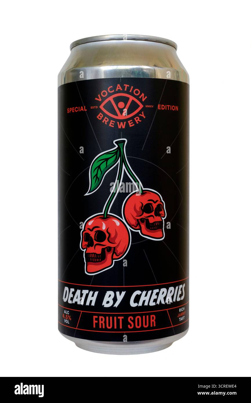 lattina di vocazione morte del birrificio da ciliegie frutta acida birra aromatizzata tagliata su sfondo bianco Foto Stock