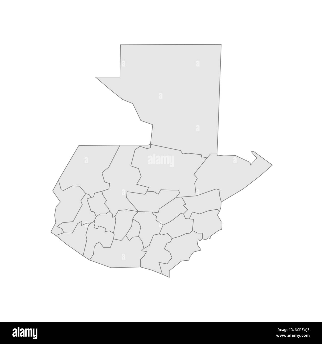 Guatemala mappa politica delle divisioni amministrative - dipartimenti. EPS mappa modificabile con vettore vuoto grigio. Illustrazione Vettoriale