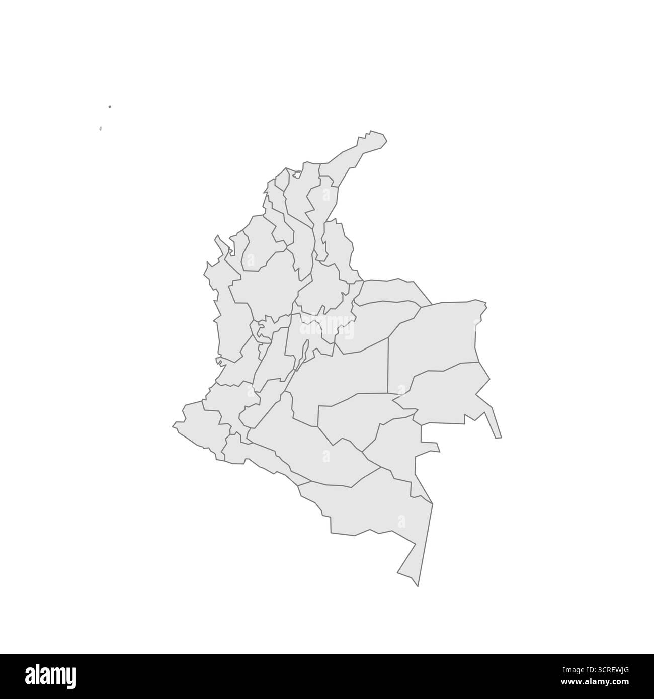 Colombia mappa politica delle divisioni amministrative - dipartimenti e distretto della capitale. EPS mappa modificabile con vettore vuoto grigio. Illustrazione Vettoriale