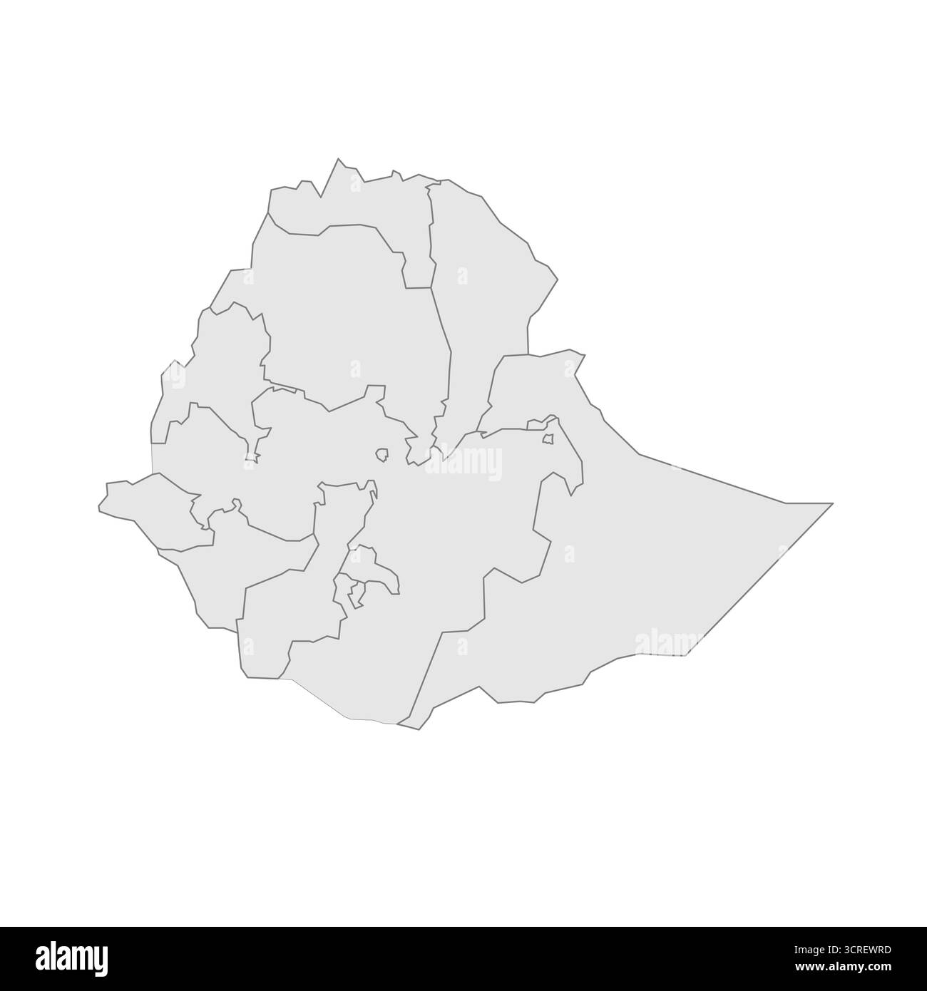 Etiopia mappa politica delle divisioni amministrative - regioni e città charter. EPS mappa modificabile con vettore vuoto grigio. Illustrazione Vettoriale