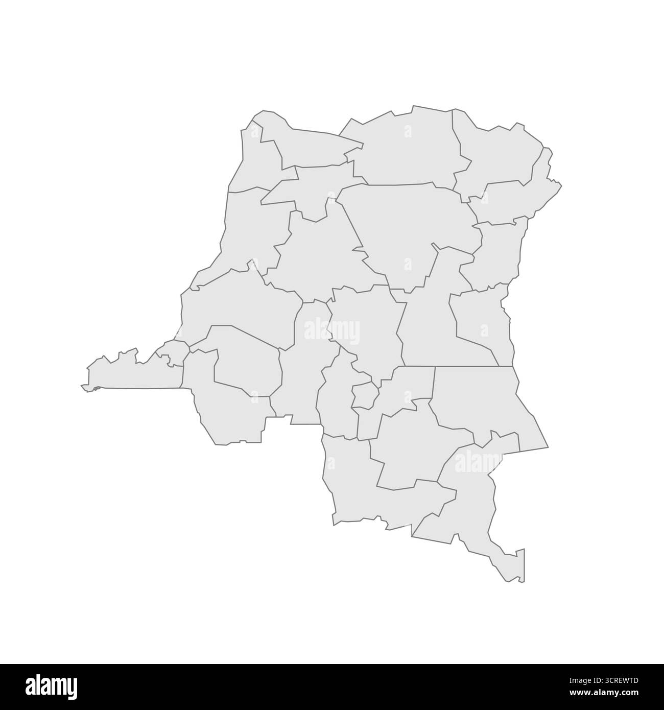 Repubblica democratica del Congo mappa politica delle divisioni amministrative - province. EPS mappa modificabile con vettore vuoto grigio. Illustrazione Vettoriale
