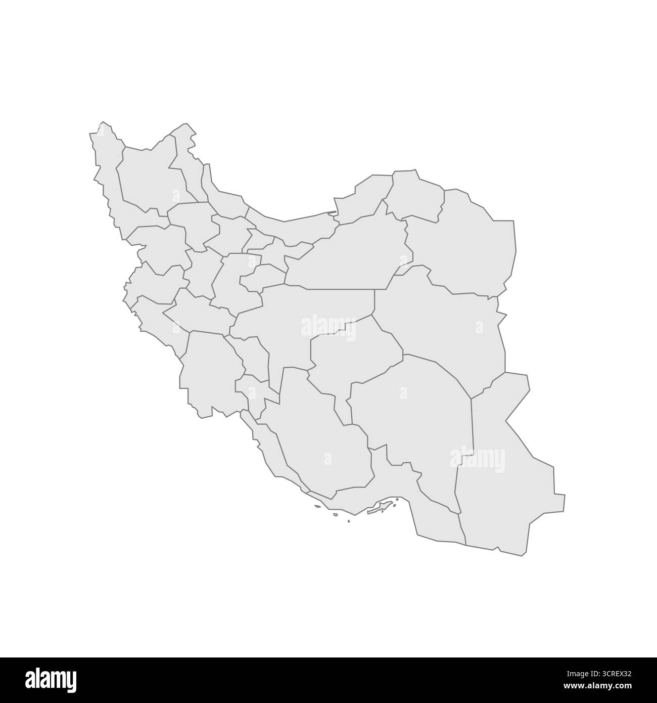 Mappa politica iraniana delle divisioni amministrative - province. EPS mappa modificabile con vettore vuoto grigio. Illustrazione Vettoriale