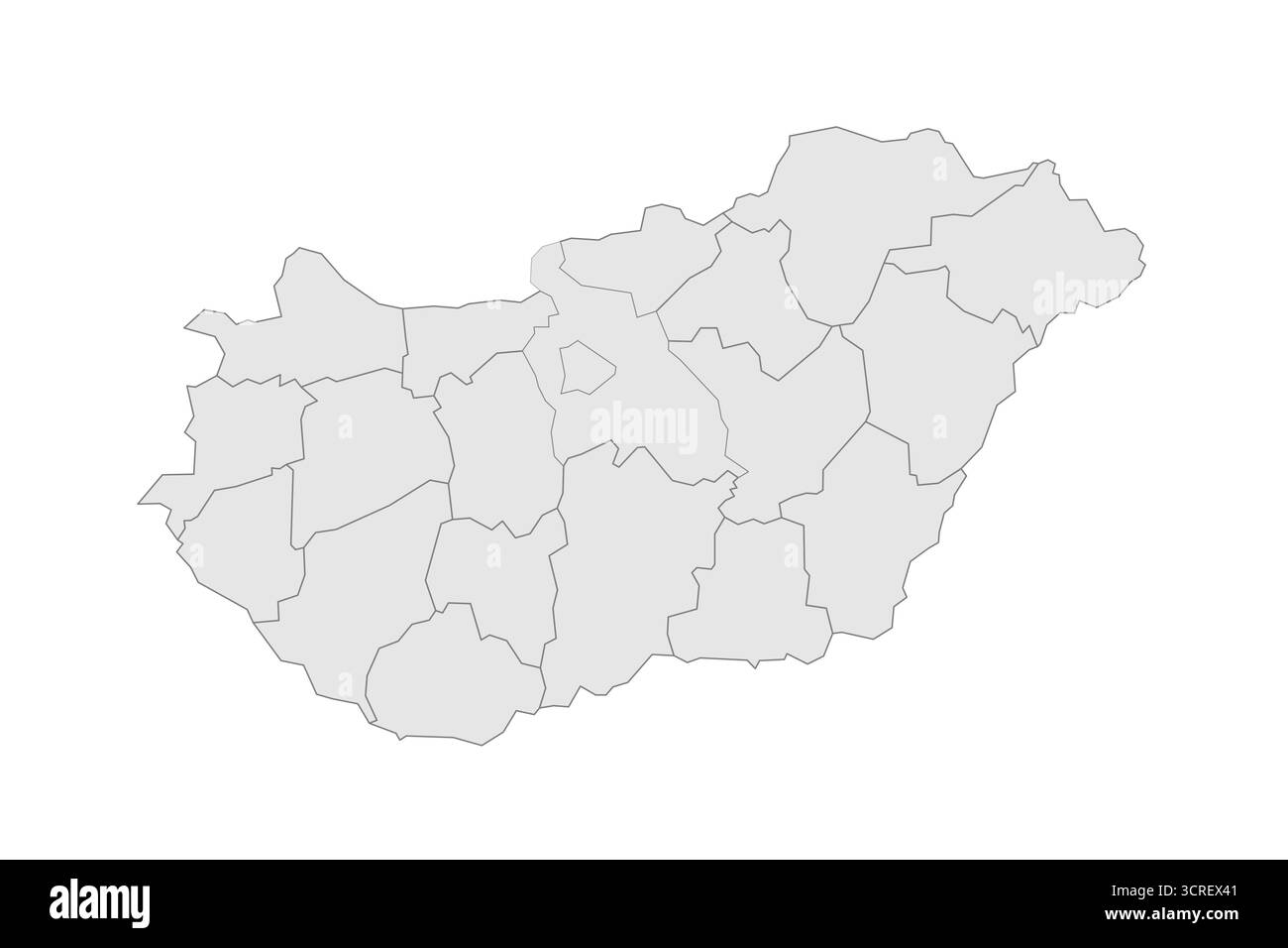 Ungheria mappa politica delle divisioni amministrative - contee e città autonoma di Budapest. EPS mappa modificabile con vettore vuoto grigio. Illustrazione Vettoriale
