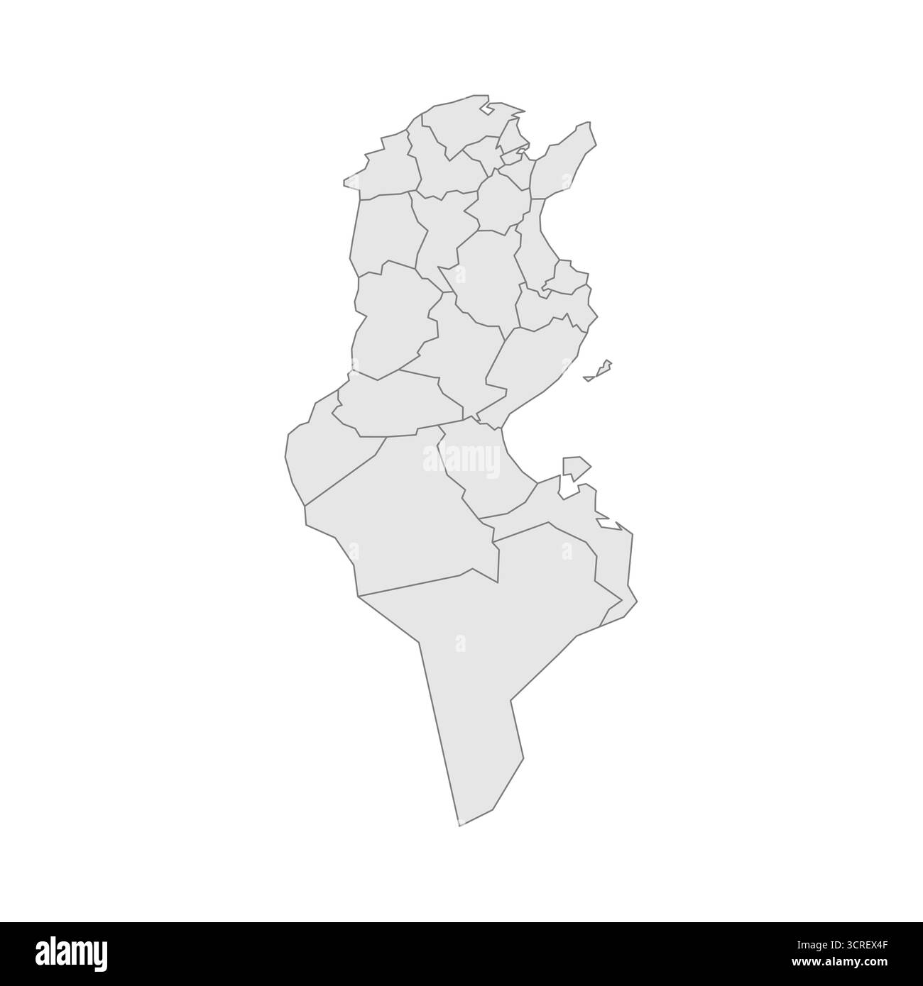 Tunisia mappa politica delle divisioni amministrative - governatorati. EPS mappa modificabile con vettore vuoto grigio. Illustrazione Vettoriale