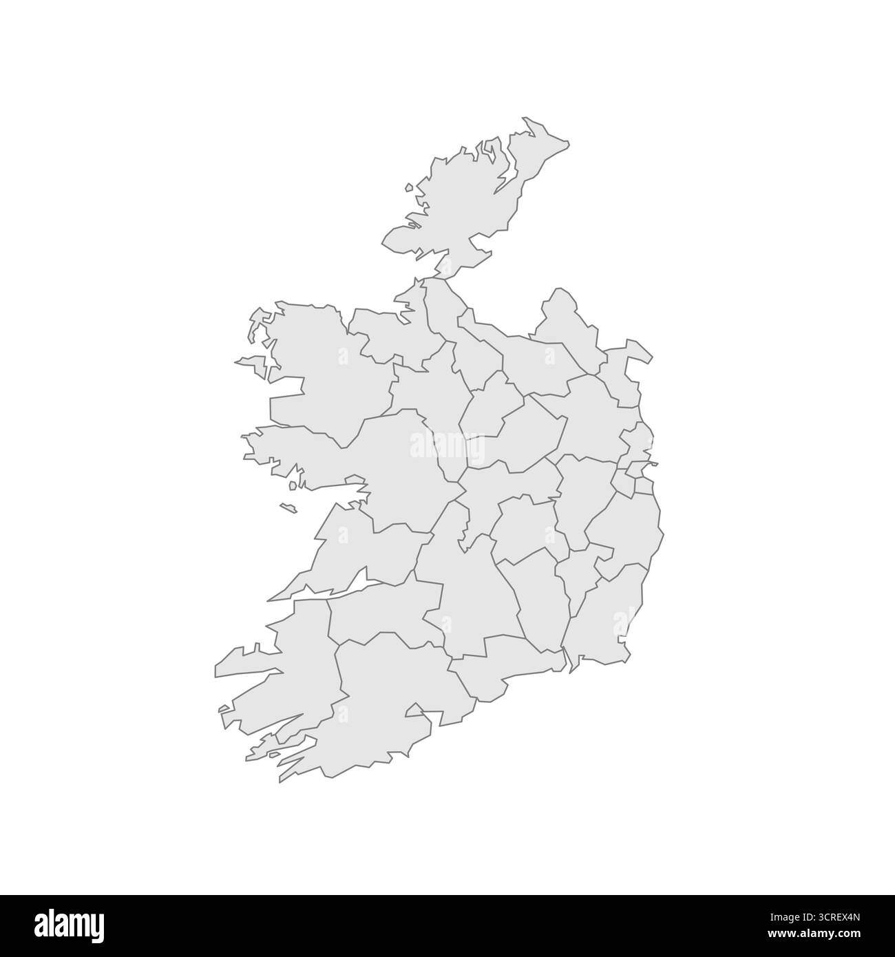 Irlanda mappa politica delle divisioni amministrative - contee e città. EPS mappa modificabile con vettore vuoto grigio. Illustrazione Vettoriale