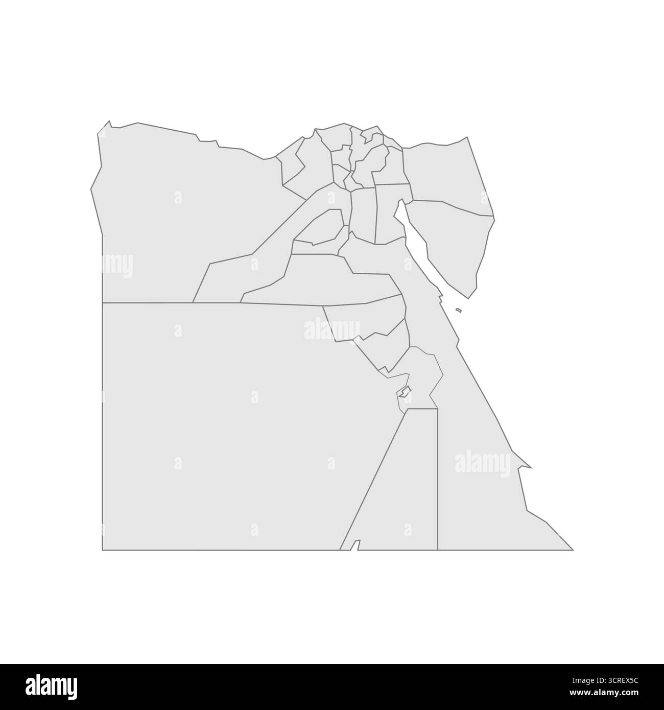 Egitto mappa politica delle divisioni amministrative - governatorati. EPS mappa modificabile con vettore vuoto grigio. Illustrazione Vettoriale