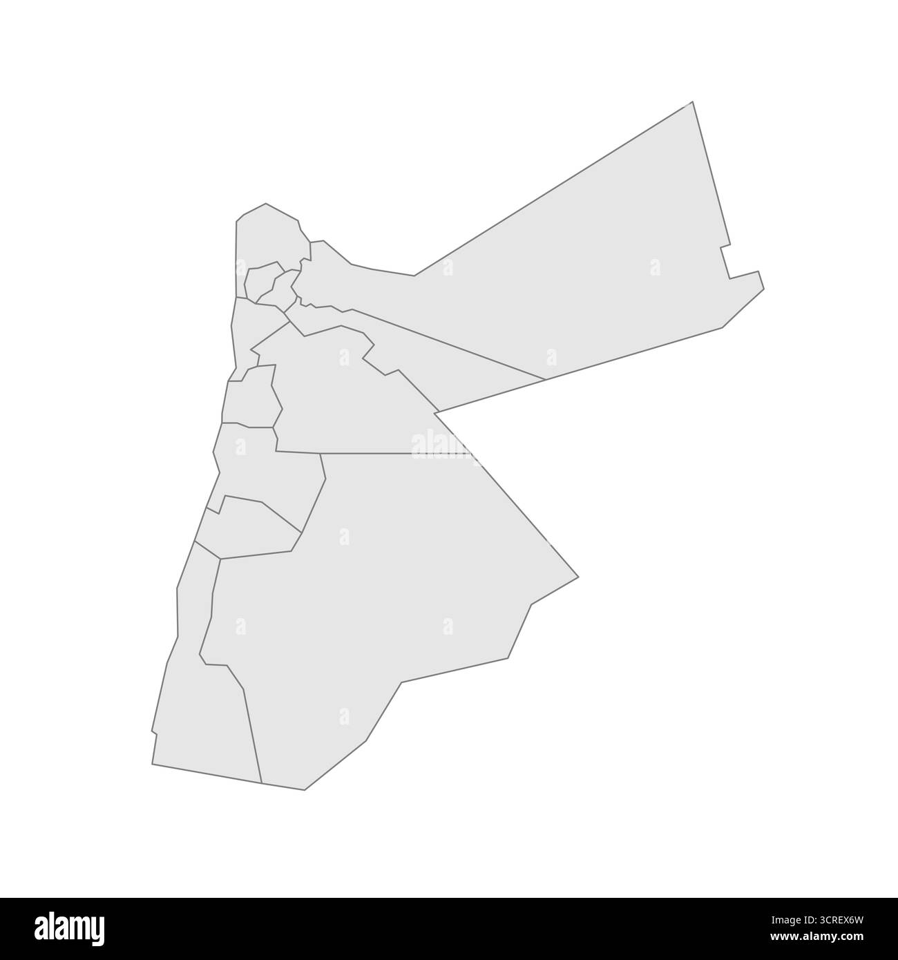Giordania mappa politica delle divisioni amministrative - governatorati. EPS mappa modificabile con vettore vuoto grigio. Illustrazione Vettoriale