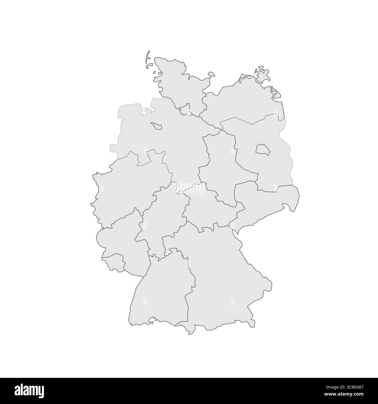 Germania mappa politica delle divisioni amministrative - stati federali. EPS mappa modificabile con vettore vuoto grigio. Illustrazione Vettoriale