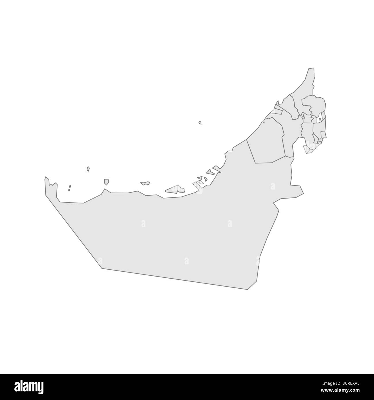 Emirati Arabi Uniti mappa politica delle divisioni amministrative - emirati. EPS mappa modificabile con vettore vuoto grigio. Illustrazione Vettoriale