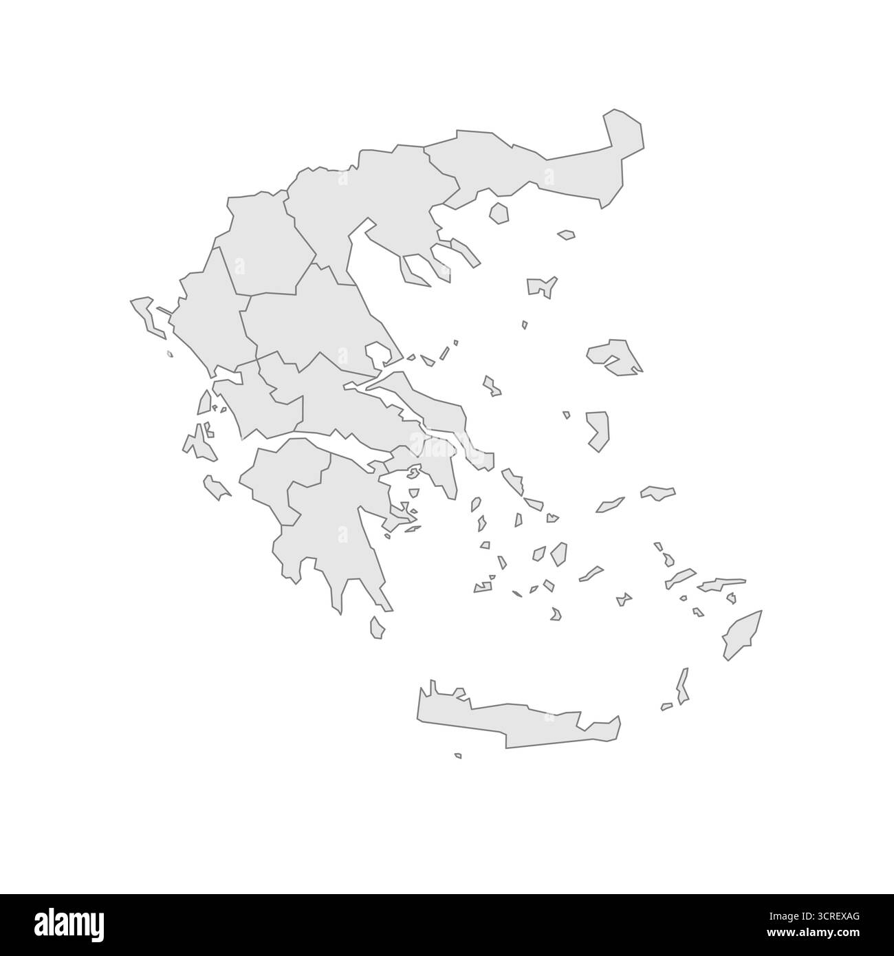Grecia mappa politica delle divisioni amministrative - amministrazioni decentrate e stato monastico autonomo del Monte Athos. EPS mappa modificabile con vettore vuoto grigio. Illustrazione Vettoriale