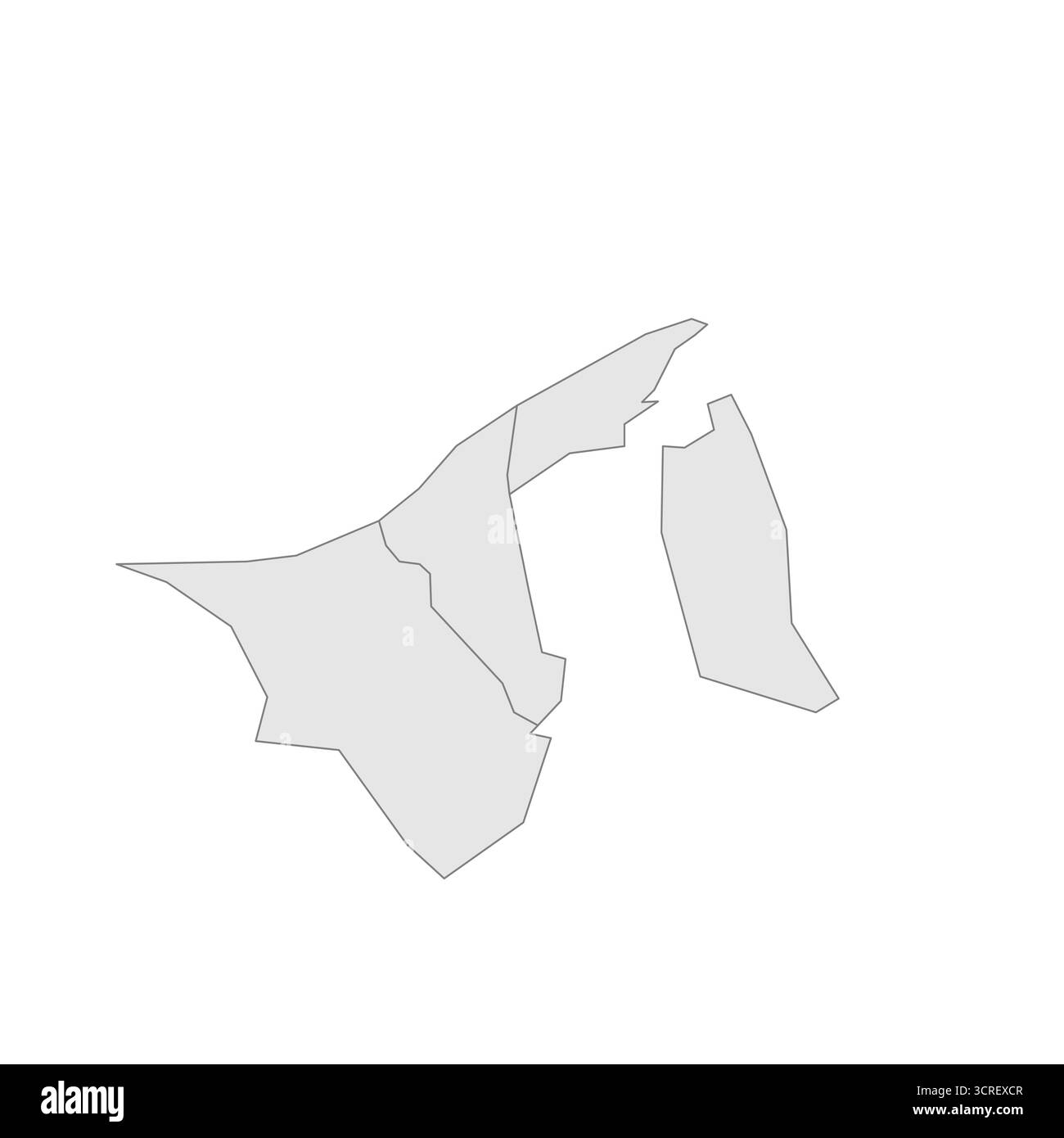 Brunei mappa politica delle divisioni amministrative - distretti. EPS mappa modificabile con vettore vuoto grigio. Illustrazione Vettoriale