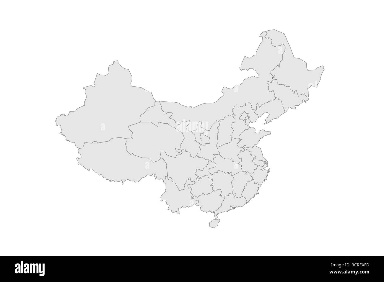 Mappa politica cinese delle divisioni amministrative - province, regioni autonome e comuni. EPS mappa modificabile con vettore vuoto grigio. Illustrazione Vettoriale