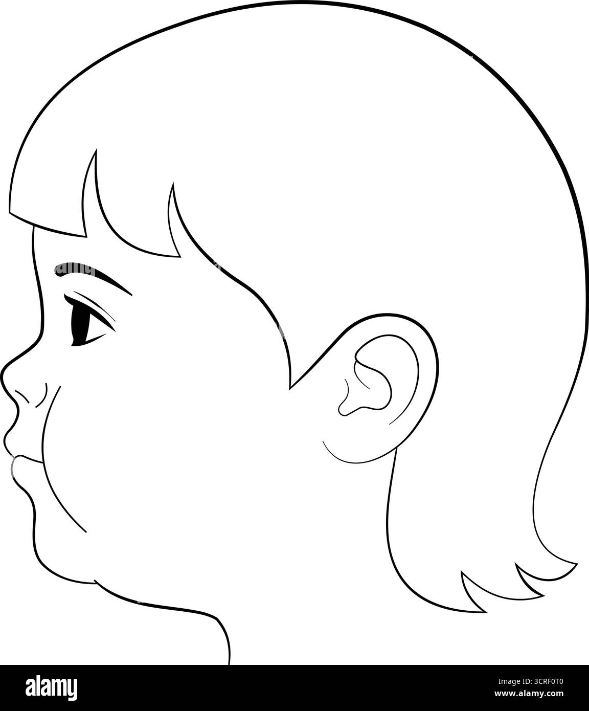 Questa affascinante illustrazione in linea presenta il profilo di un bambino con un'acconciatura corta. Illustrazione Vettoriale