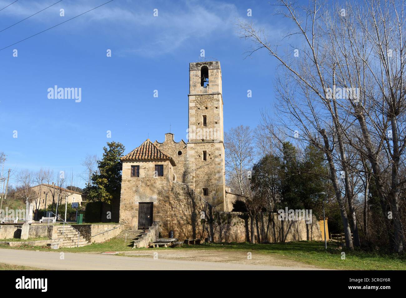 Sant Esteve de Sords, Pla de l’Estany, Cornella de Terri, provincia di Girona, Catalogna, Spagna Foto Stock