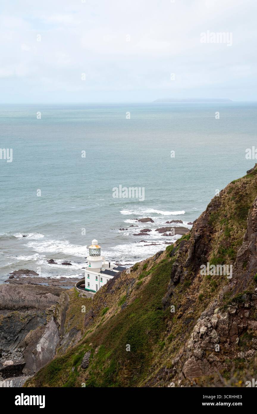 Hartland Point lighthouse, Devon, Regno Unito Foto Stock