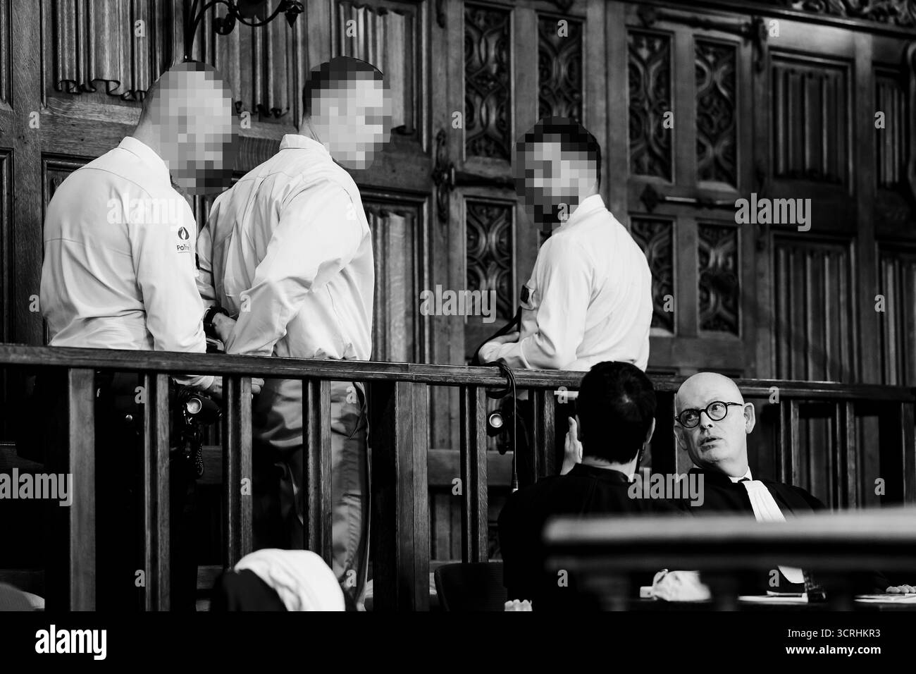Liegi, Belgio. 1 ottobre 2025. Jean-Benoît Lambert nella foto durante la composizione della giuria per il processo di Jean-Benoît Lambert, presso la Corte d'assise della provincia di Liegi, mercoledì 01 ottobre 2025. Lambert è accusato di rapina con circostanze aggravanti di omicidio durante una rapina violenta contro Marek Walewski, un uomo polacco di 46 anni che vive a Liegi. L'incidente ebbe luogo il 13 giugno 2022 a Seraing. BELGA PHOTO NATACHA FREISEN credito: Belga News Agency/Alamy Live News Foto Stock