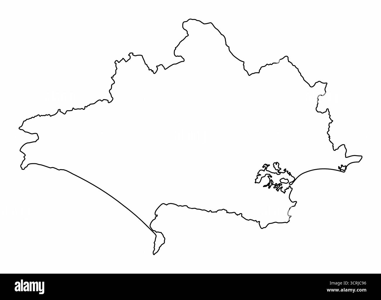 Mappa del profilo della contea di Dorset isolata su sfondo bianco, Inghilterra Illustrazione Vettoriale