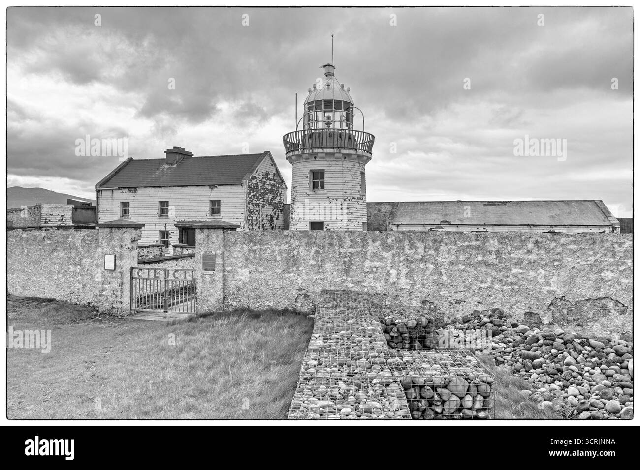 Faro di Inishgort, Clew Bay, Contea di Mayo, Irlanda Foto Stock