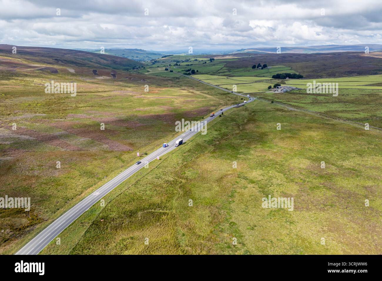Vista aerea della splendida campagna dello Yorkshire Dales National Park, Regno Unito. Foto Stock