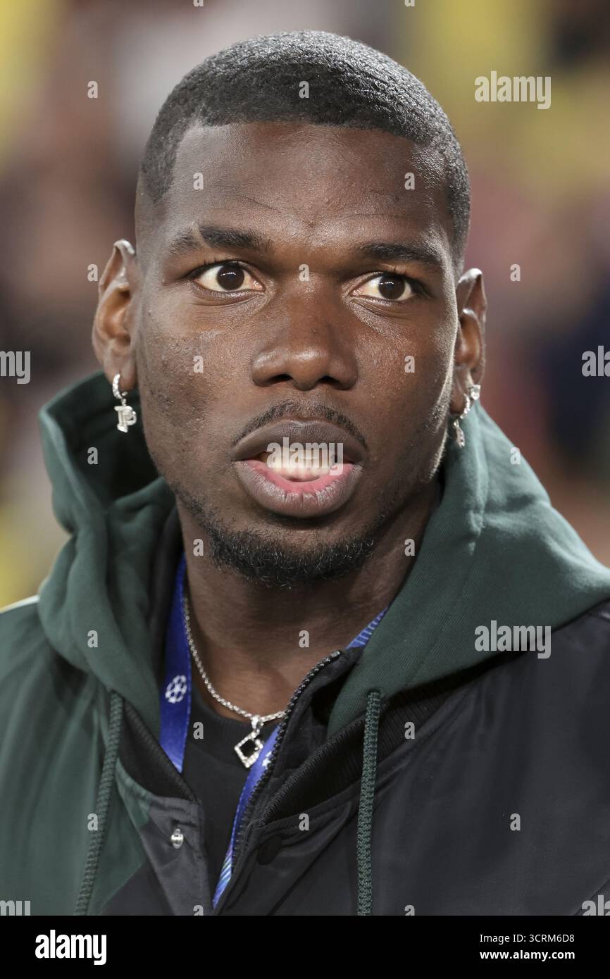 Paul Pogba di Monaco partecipa alla UEFA Champions League, fase League, partita 2 tra AS Monaco (ASM) e Manchester City FC il 1° ottobre 2025 allo State Louis-II nel Principato di Monaco Foto Stock