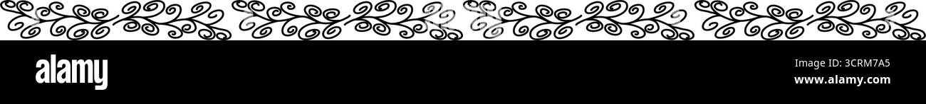 Illustrazione della cornice decorativa della linea floreale orizzontale con bordo floreale Illustrazione Vettoriale