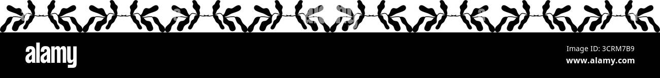 Illustrazione della cornice decorativa della linea floreale orizzontale con bordo floreale Illustrazione Vettoriale