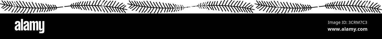 Illustrazione della cornice decorativa della linea floreale orizzontale con bordo floreale Illustrazione Vettoriale