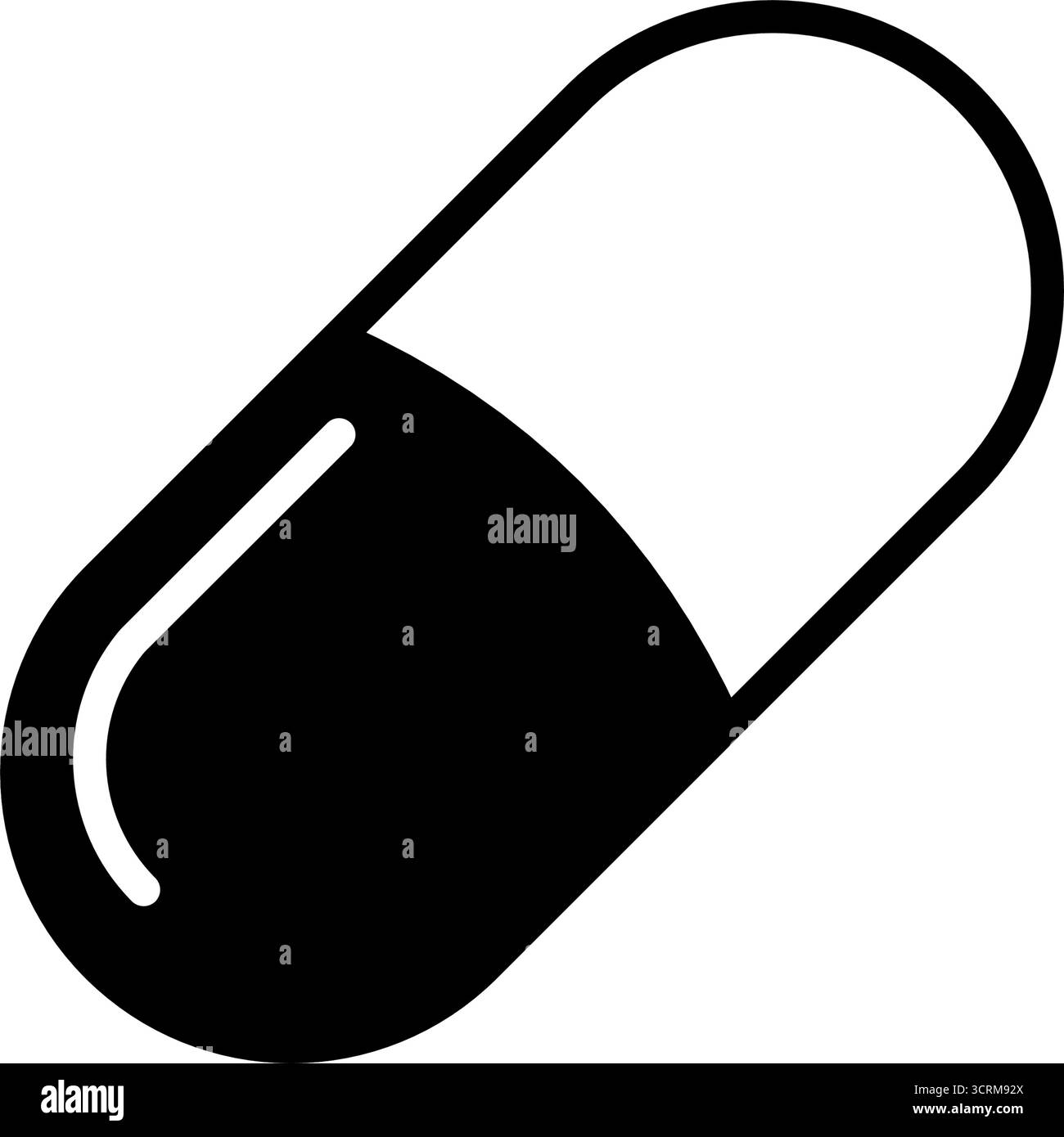 Icona vettoriale della silhouette della medicina della capsula o della pillola medica Illustrazione Vettoriale