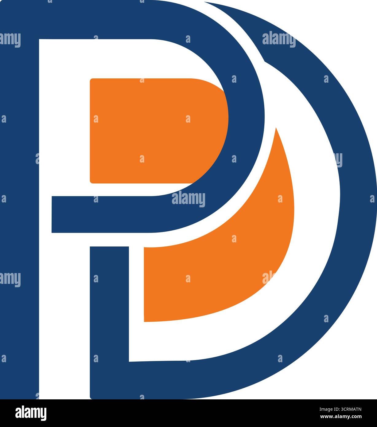 Logo pd con lettera creativa con tratti blu audaci e vivaci dettagli arancioni, perfetto per il branding moderno, l'identità aziendale o il design digitale Illustrazione Vettoriale
