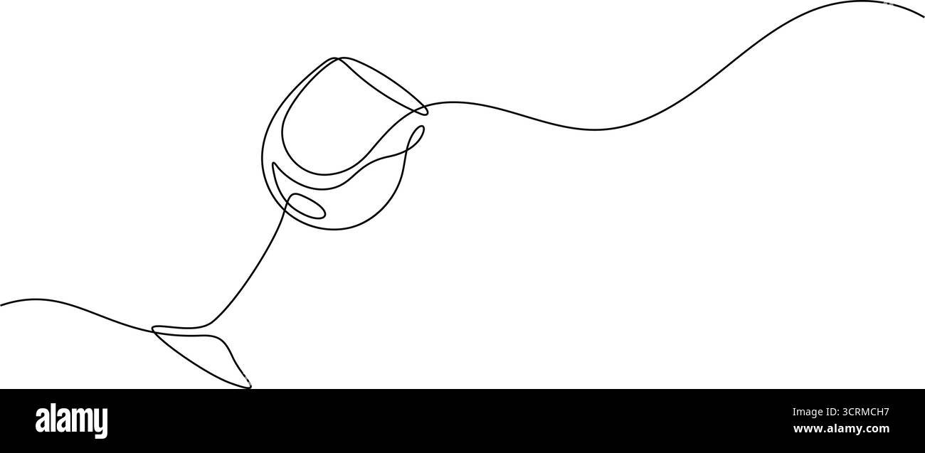 wineglass beve una linea che disegna a mano continue decorazioni artistiche minimaliste Illustrazione Vettoriale