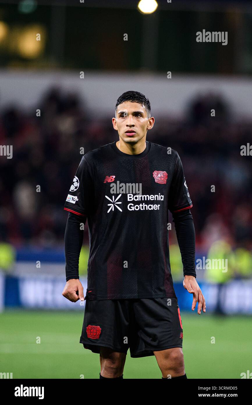 LEVERKUSEN, GERMANIA - 1° OTTOBRE 2025: Equi Fernandez - la partita di calcio della UEFA Champions League tra Bayer 04 Leverkusen e PSV Eindhoven al Bayar Foto Stock