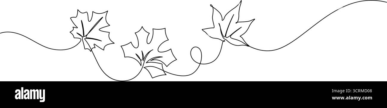 elemento di linea in foglia d'acero autunnale una linea disegnando minimalismo continuo per decorazione,scheda,presentazione,stampa,pubblicità,poster,ornamento,elementi,b Illustrazione Vettoriale