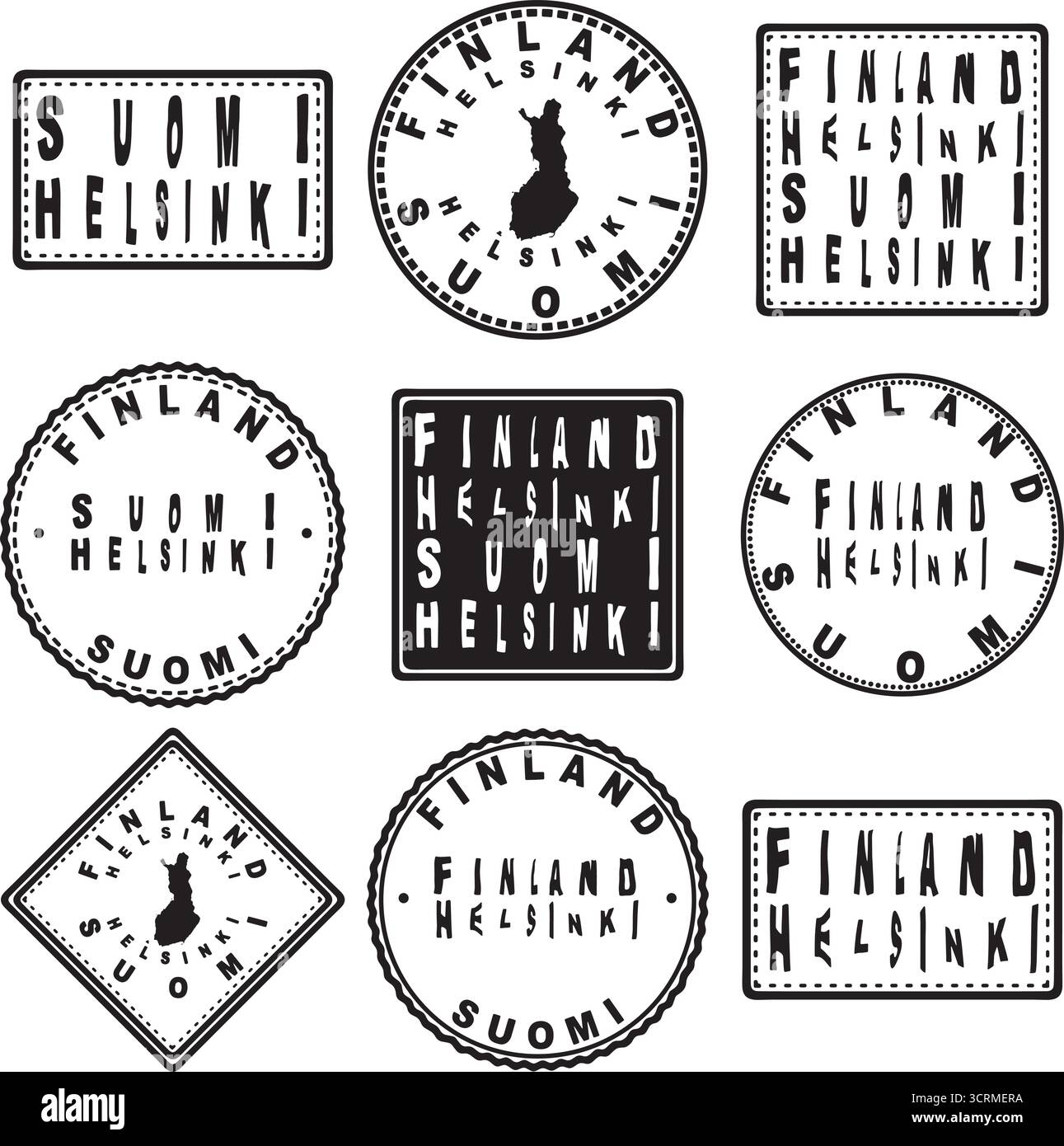 Finlandia Helsinki Round Seal Map Design Illustrazione Vettoriale Finlandia Helsinki Round Seal Map Design Illustrazione Vettoriale