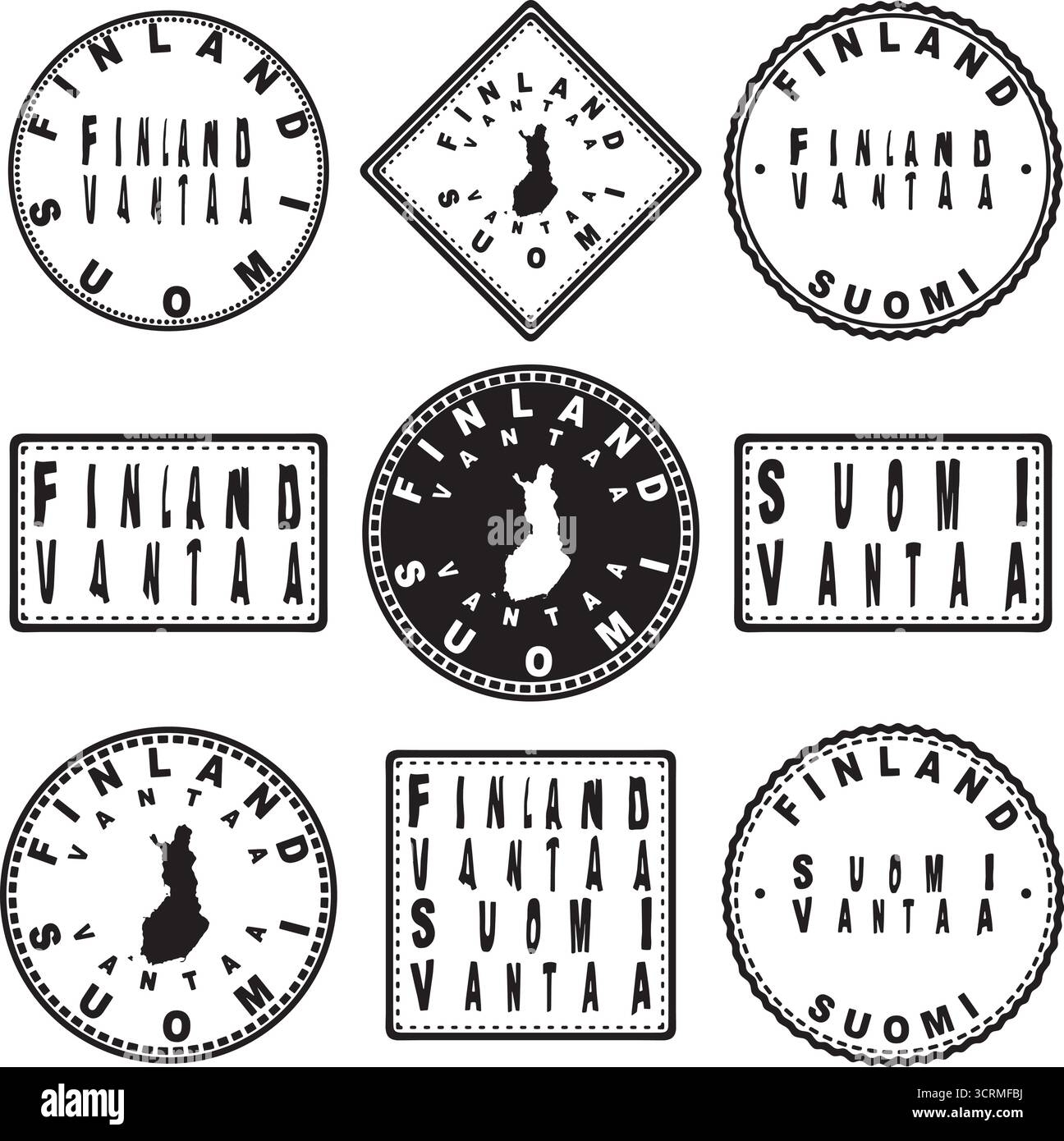 Finlandia Vantaa Round Seal Map Design Illustrazione Vettoriale Finlandia Vantaa Round Seal Map Design Illustrazione Vettoriale