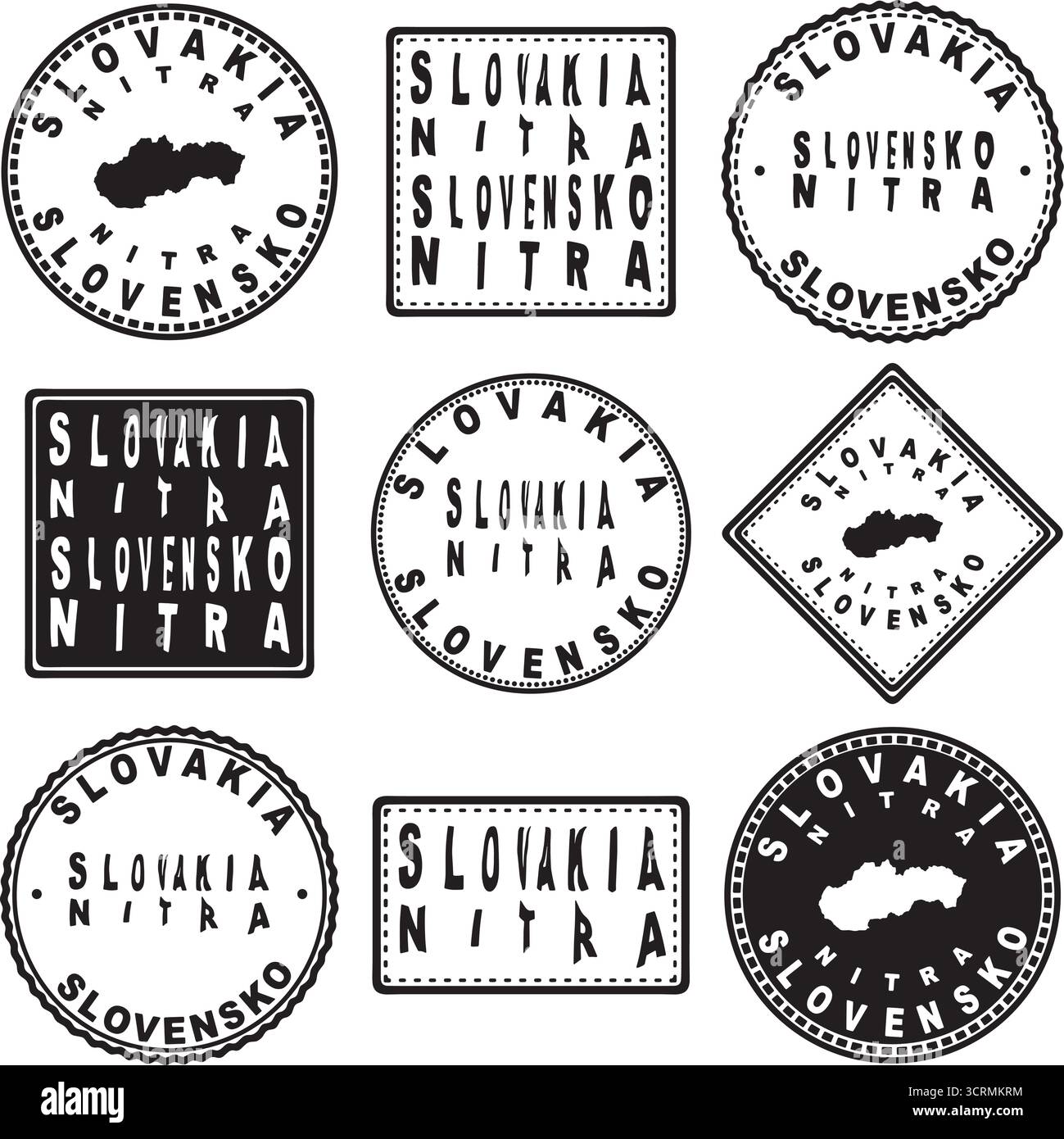 Design della mappa della guarnizione rotonda Nitra in Slovacchia Illustrazione Vettoriale