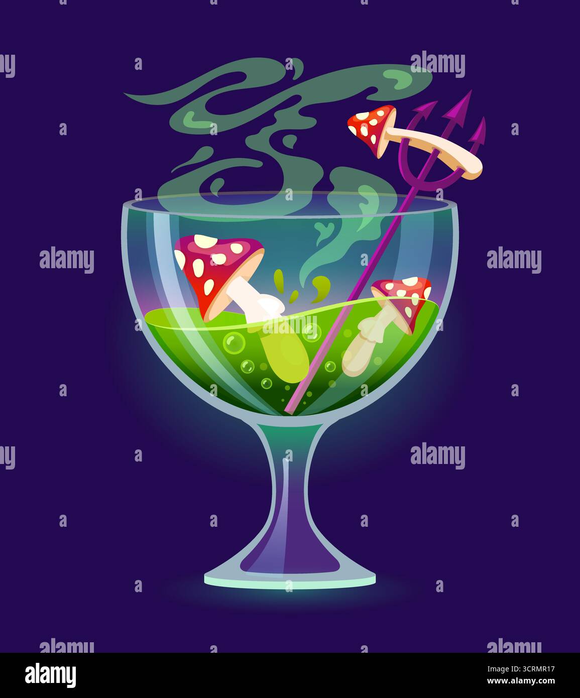 Cocktail spaventoso di Halloween con funghi amanita Illustrazione Vettoriale