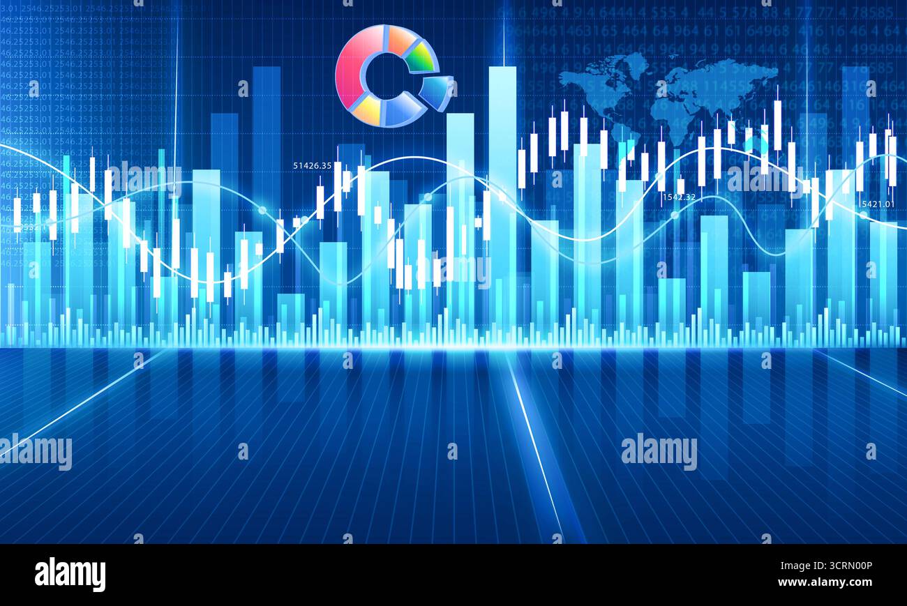 Sfondo grafico della borsa. illustrazione 3d. Foto Stock