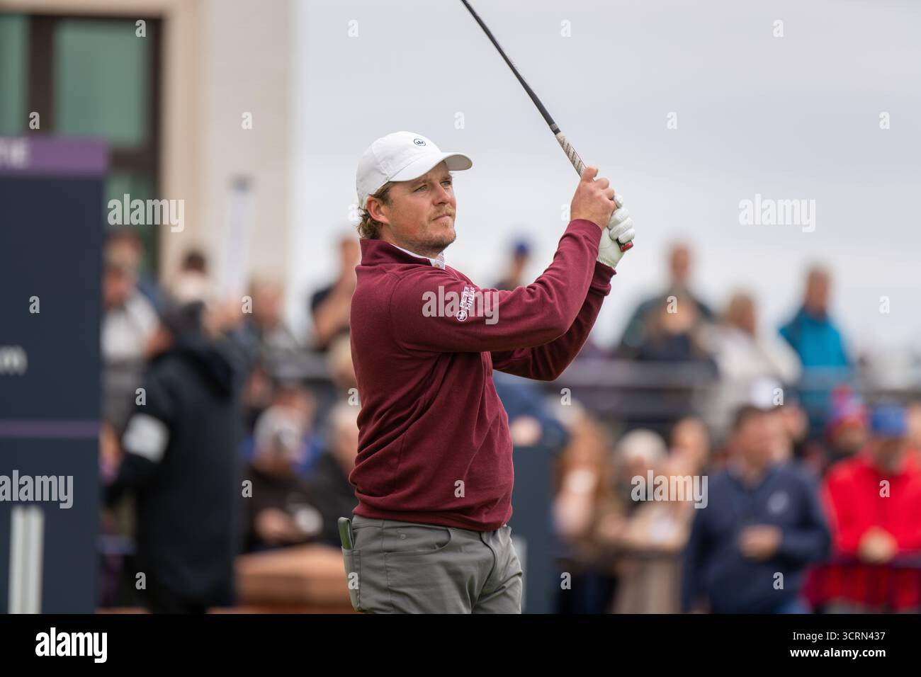 Carnoustie, Scozia. 2 ottobre 2025. L'inglese Eddie Pepperell durante il primo round dell'Alfred Dunhill Links Championship. Crediti: Tim Gray/Alamy Live News Foto Stock