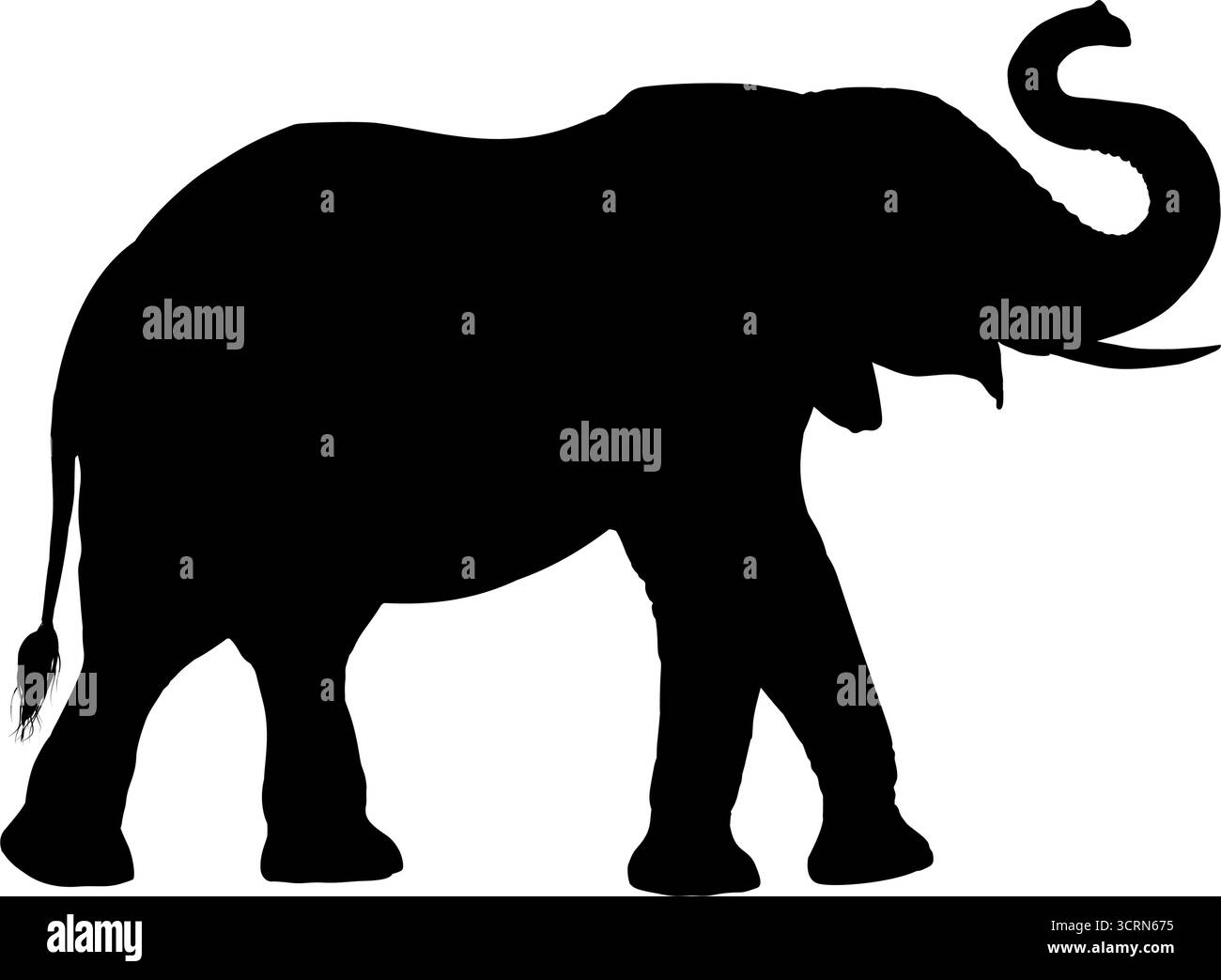 Elefante africano in piedi silhouette animale Illustrazione Vettoriale