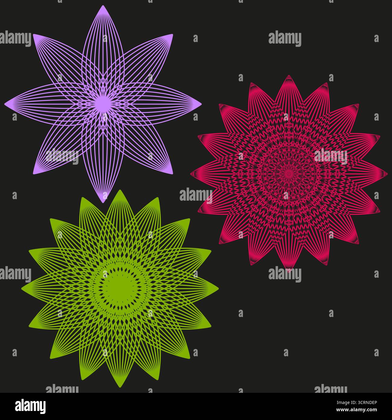 Vivaci ornamenti floreali. Motivi di petali colorati. Collezione floreale astratta. Elementi grafici vettoriali. EPS 10. Illustrazione Vettoriale