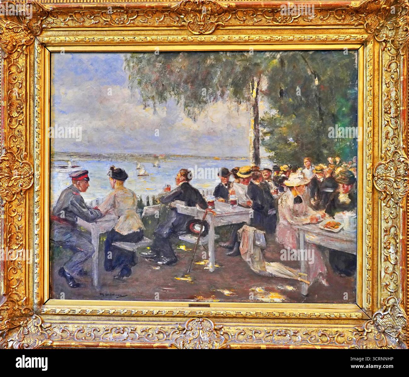 Max Liebermann, Garden Café on the River Havel — Nikolskoe (Gartenlokal an der Havel: Nikolskoe), 1916. Illustrazione Vettoriale